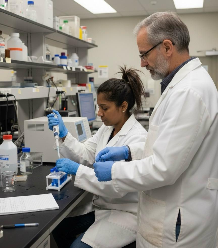 Scientists working in the lab